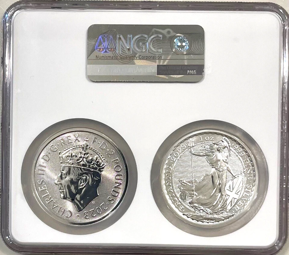 2023 Great Britain UK S£2 KING CHARLES III CORONATION SILVER SET NGC MS70 FR🇬🇧 - Image 2 of 4
