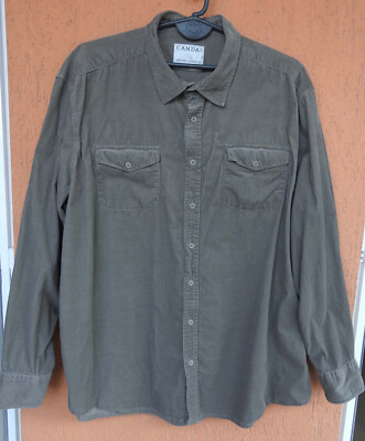 CANDA C&A Corduroy Shirt Mens Gray Cord (2XL/3XL)