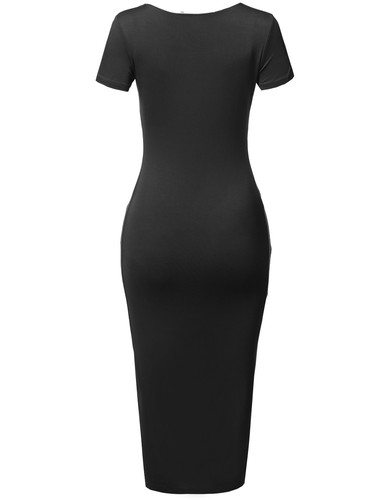 FashionOutfit Women's Solid Scoop Neck Double Layer Short Sleeves Body-Con Dress - 第 4/22 張圖片