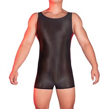 Men's Leotard Sport One Piece Bodysuit Party Solid Color Undershirt Nightwear