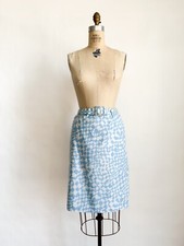 Vintage 1950s 60s Geo Checker Print Pencil Skirt Majestic Dead Stock S