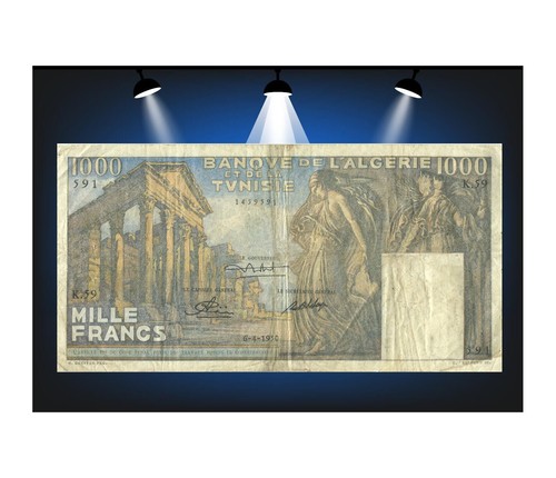 1000 Francs Tunesien 1950 S.29, Sehr guter Zustand / Sehr guter Zustand - Bild 1 von 2