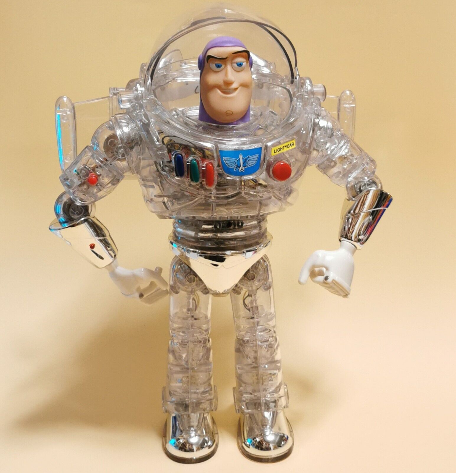 Thinkway Toy Story INTERSTELLAR BUZZ LIGHTYEAR 12" CLEAR Figure w SOUND & LIGHT