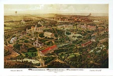 Nashville Tennessee, Map Panoramic View, Bird's Eye Aerial, TN - Modern Postcard