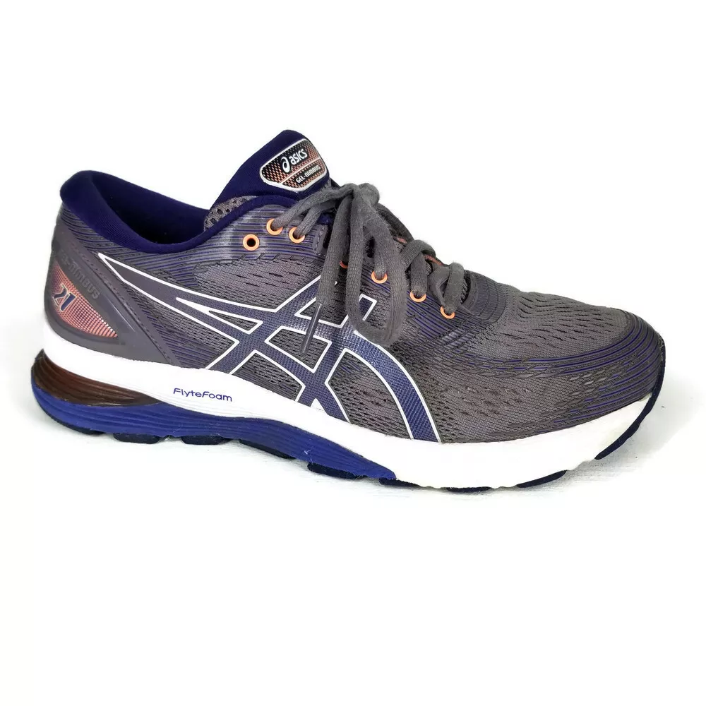 Asics GEL Nimbus 21 Running Shoes Womens 8 Gray Purple Pink Athletic Sneaker eBay