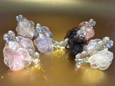 Elegant Rose Floral Hair Claw Clips with Gemstone Accents for Ladies– Pack of 6