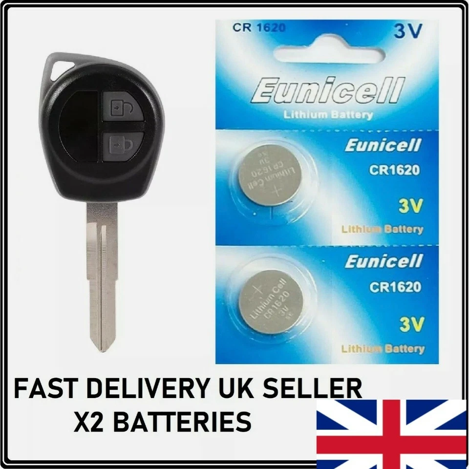 2 CAR KEY FOB BATTERIES FOR SUZUKI SX4 VITARA AGILA SWIFT ALTO CR1620 BATTERY