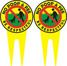 2 Pack No Dog Poop Signs for Yard Double Sided Lawn Garden Outdoor Warning
