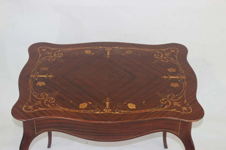 Majorelle Style French Art Nouveau Side Table with Floral Marquetry Inlay - Image 4 of 4