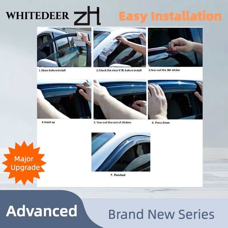 Side Window Visor / Rain Guard For Honda CR-V (2012-2016) - Black, Acrylic, Self-Adhesive Installation