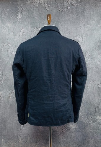 Armani Jeans Men's Dark Blue Linen Jacket Patch Pockets size S-M / US 38 / EU 48 - Picture 4 of 10