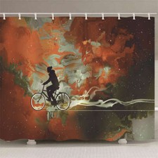 Shadow Black Free Simple 3D Shower Curtain Waterproof Fabric Bathroom Decoration