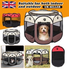 UK Large Portable Pet Dog Cat Playpen Tent Oxford Fabric Fence Kennel Cage Crate