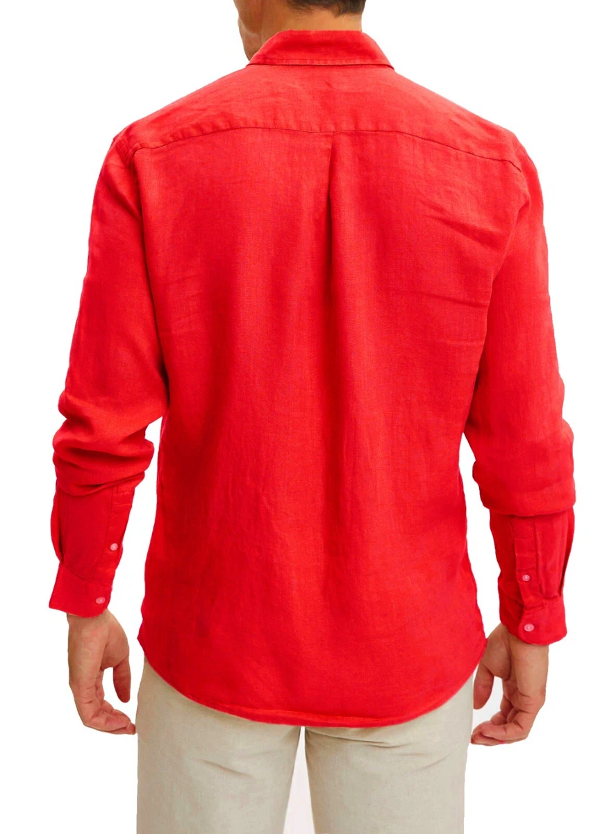 Camicia di lino uomo Sartoriale rosso casual elegante estiva