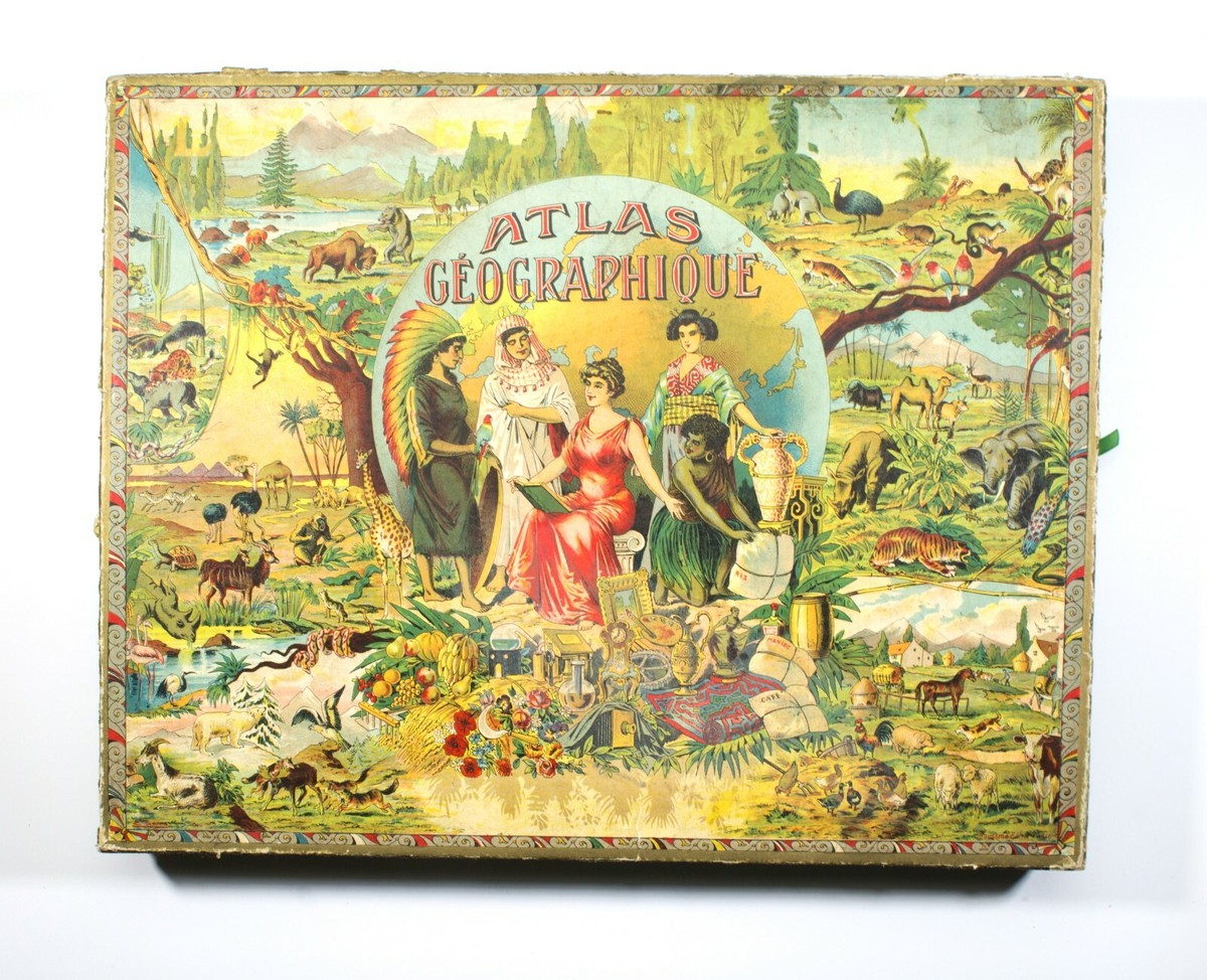 L.S. PARIS ( Léon SAUSSINE ) ATLAS GEOGRAPHIQUE 1889 puzzles jeux anciens EUR 199,00 - FR