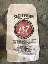 Vintage Pfister Hybrids Seed Corn Sack 187 Hybrids El Paso, ILL