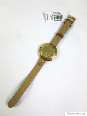 NEW Tory Burch Gold & Brown Luggage Leather Miller Ladies  display picture 3
