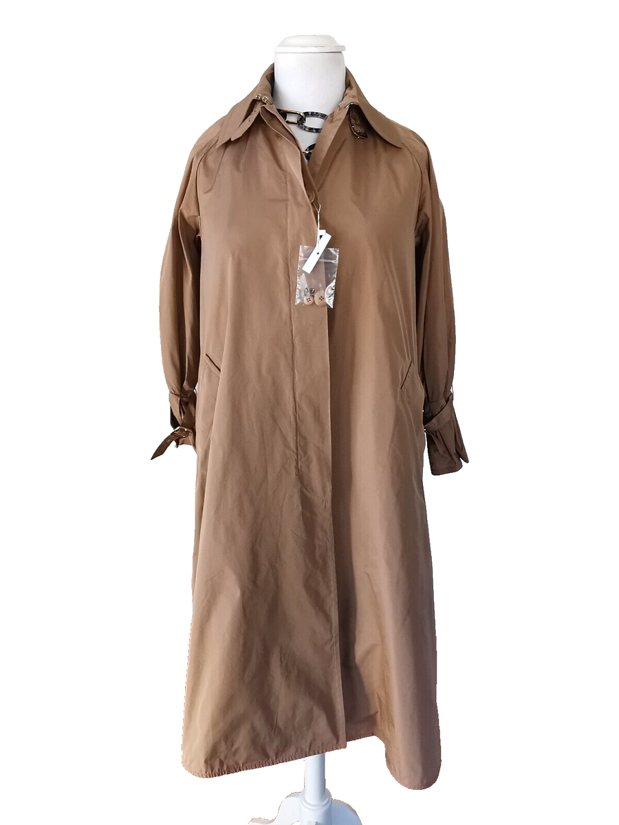 RRP €1380✨MAX MARA Anti-drip taffeta trench coat Usa2_ Gb4_