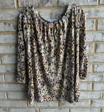 Liz Claiborne Multicolored 3/4 Sleeve Scoop Neck Blouse Women's Size 1X.