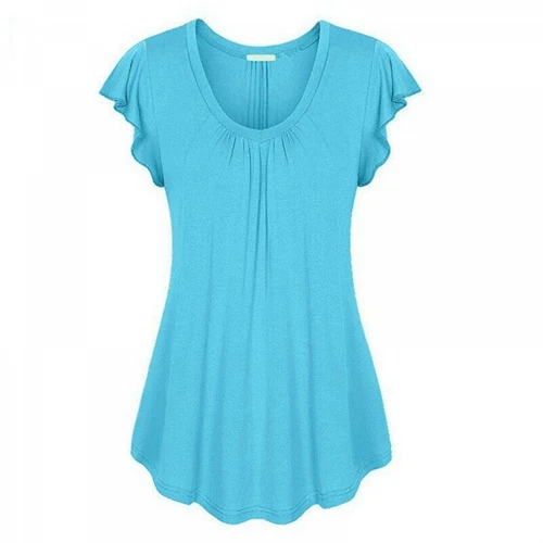 Summer Solid Women Casual Crew Neck T Shirt Tunic Short Sleeve Blouse Loose Tops - Picture 7 of 22