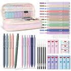 43Pcs Aesthetic School Supplies with Pen Case 5 Quick Dry Retractable Black I.