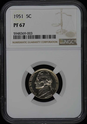1951 Jefferson Nickel 5C NGC PR67