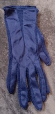 Vintage Size 6.5 Small Stretch Nylon  Rayon Navy Blue Formal 9" Gloves