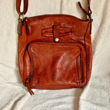 Marta Ponti Women's Handbag Purse Brown Full Grain Leather Crossbody Portugal