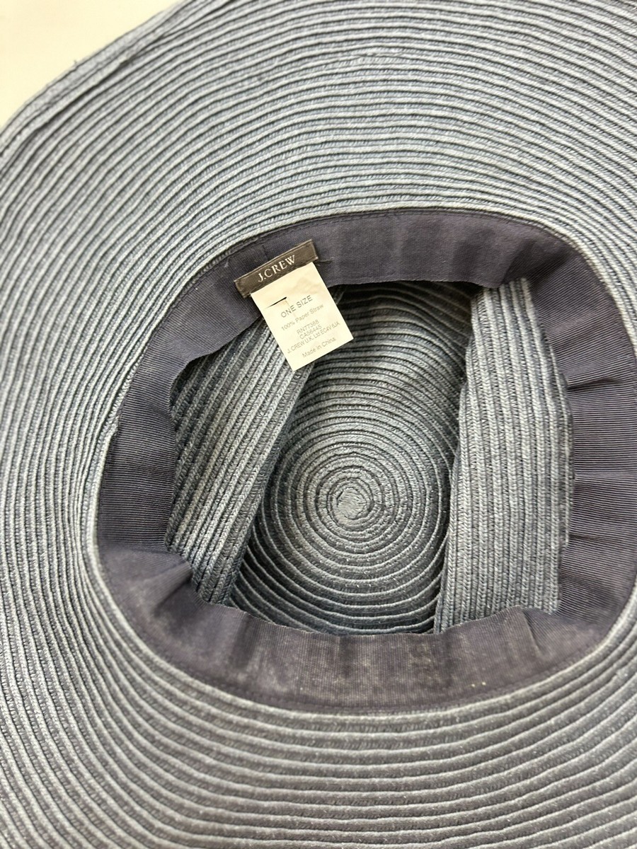 J CREW Black White Grey Woven Floppy Wide Brim Sun Hat Vacation Beach Summer J CREW Black White Grey Woven Floppy Wide Brim Sun Hat  main image 2