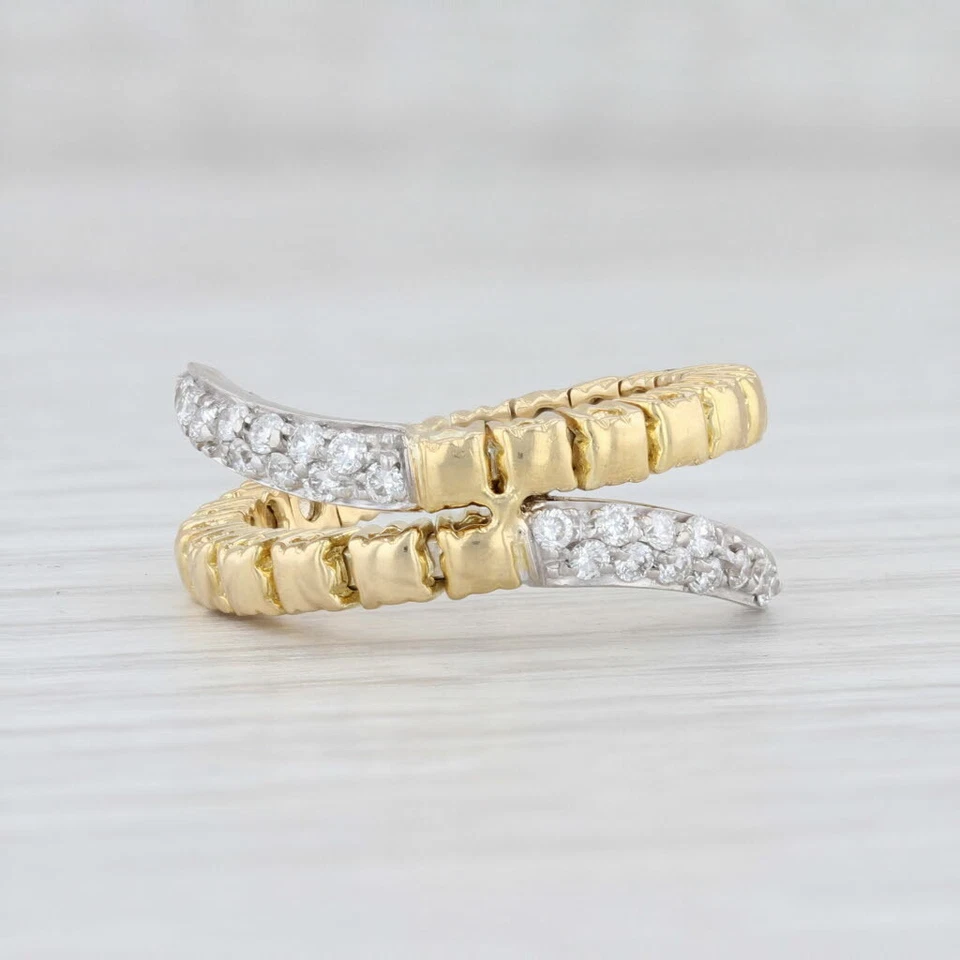 Anillo Bypass Moneda Roberto Oro Amarillo Blanco 18k Talla 5 con Bolsa Foto 2 de 4