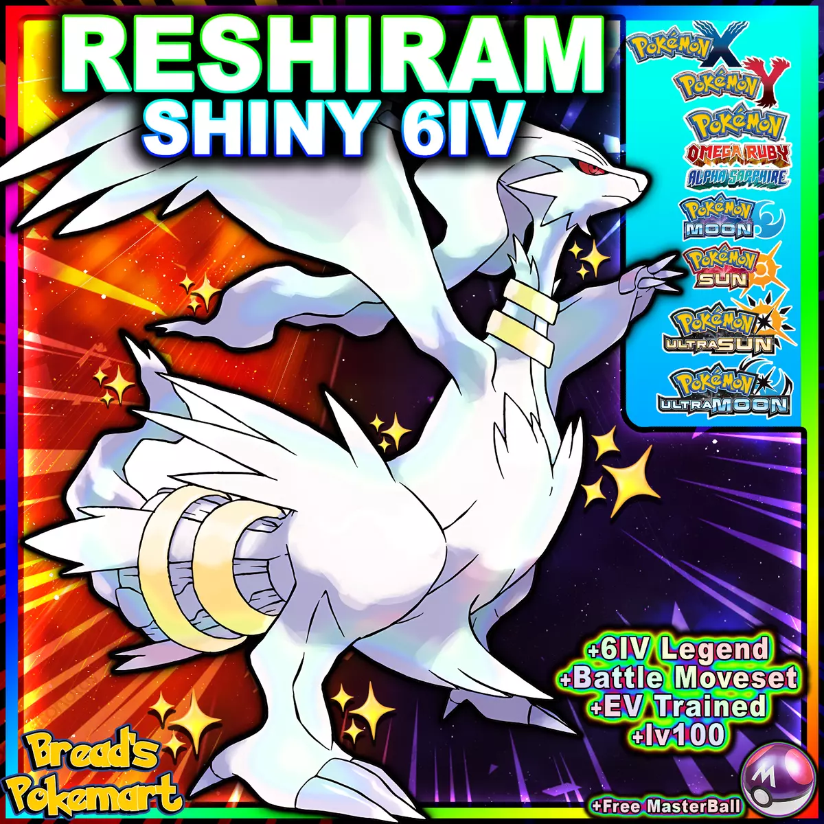 Pokemon Sword and Shield Ultra Shiny Zekrom 6IV-EV Trained