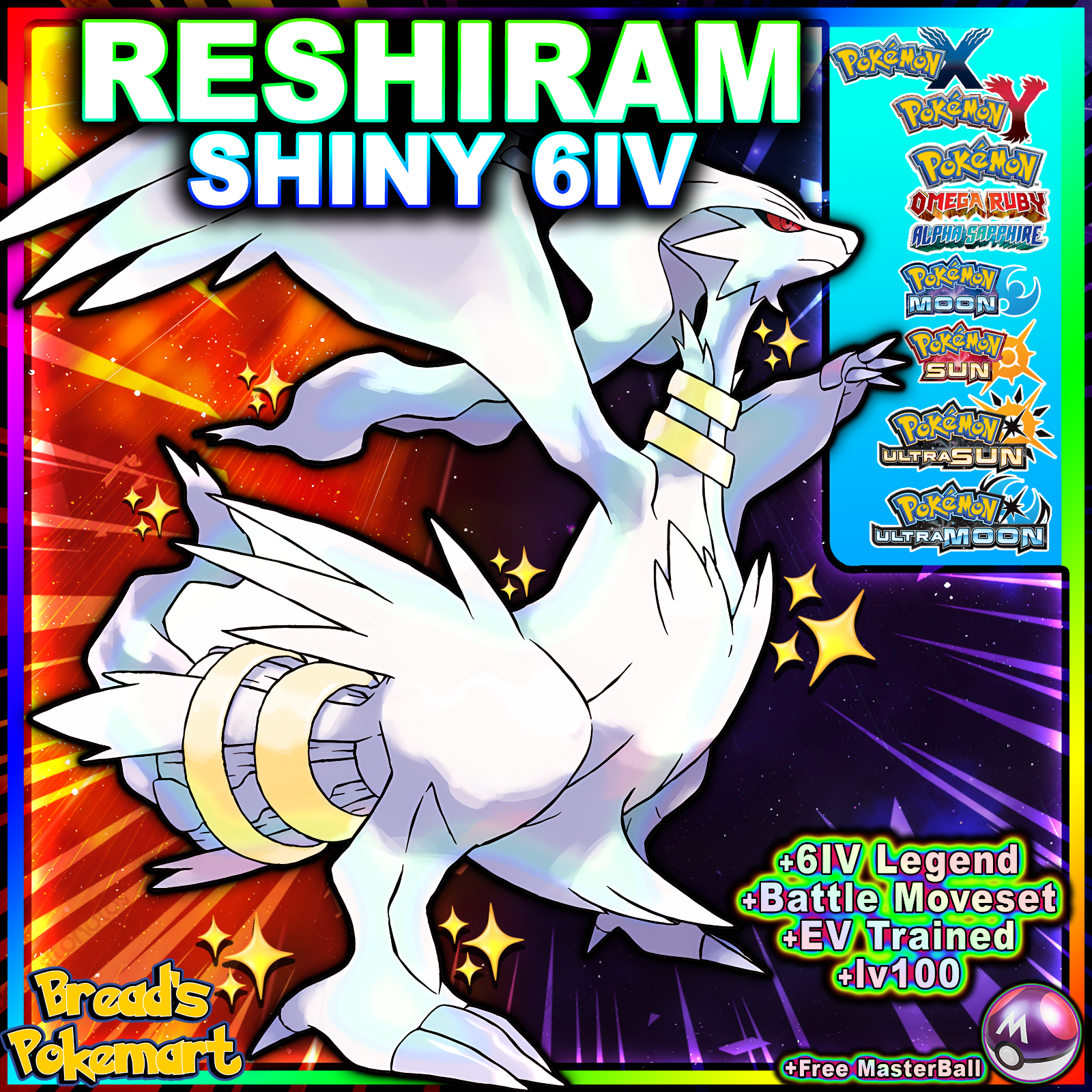 VideogameShay 🌙 on X: Decided to do a portrait of my shiny Reshiram ❤️🔥  #pokémon  / X