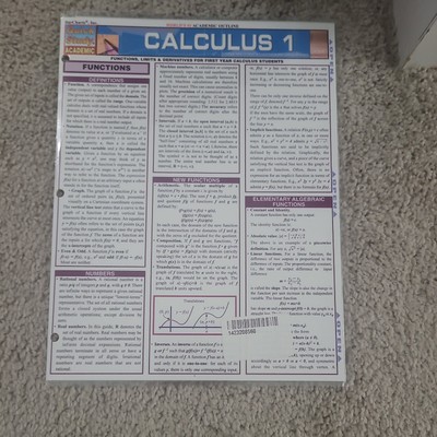Calculus 1 : QuickStudy Laminated Reference Guide by Gerald Harnett (2003, Book,
