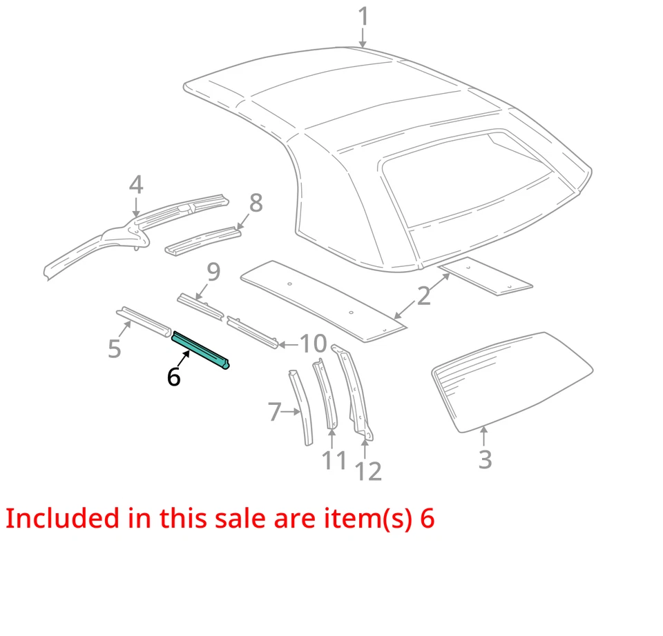 1995-2000 PONTIAC CHEVROLET SUNFIRE CAVALIER WEATHERSTRIP F/TOP CTR RL 12362940 - Image 3 of 4