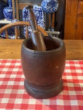 Antique Large Wooden Mortar and Pestle (c. 19th century)