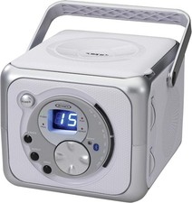 White/Silver CD Bluetooth Boombox Portable Bluetooth Music System