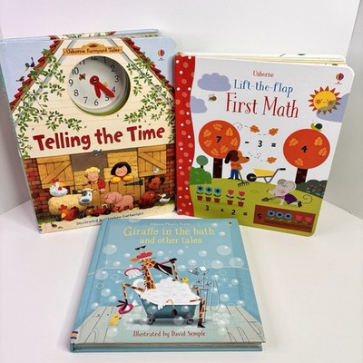 Lot of 3 Usborne Books Phonics Stories, Lift The Flap, Telling Time Educational