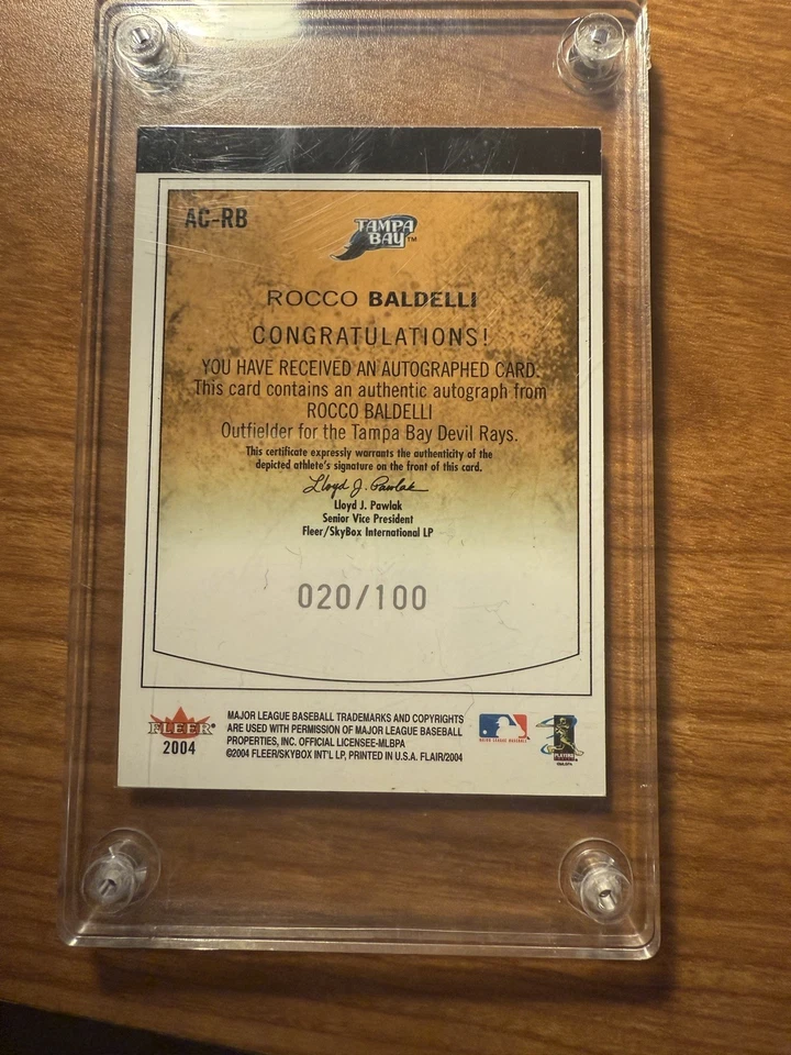 Rocco Baldelli 2004 Fleer Flair Autograph Auto Serial #/100 - Image 2 of 2