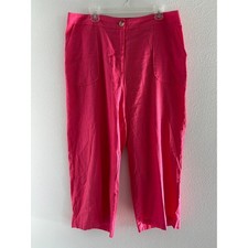 Jones New York Pants Womens 12 Pink Wide Leg Linen Blend Career Coastal Resort