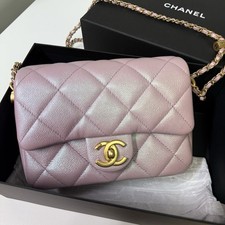 NEW Chanel My Perfect Mini Pink classic Flap Bag Iridescent