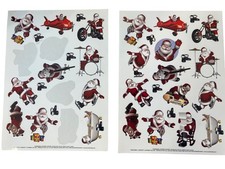 Santa Christmas Scrapbooking Stickers Set 2 Sheets Funny Santa Craft Supply