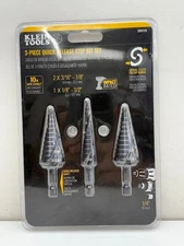 Klein Tools Step Drill Bit Set, Quick-Release, Double Fluted, 3-Piece QRST2S New