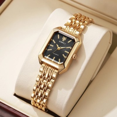 Women\'s Quartz Wrist Watch Gold Steel Strap Rectangle Dial Casual Amazon.com: BESTKANG Watches for Women Wrist Watches Steel  main image 3
