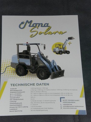Mona Solara Wheel Loader, Loader Brochure Sheet (4117)