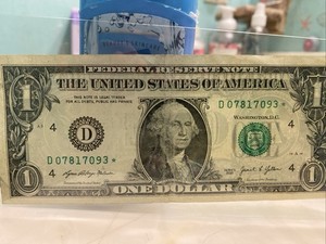 Low Serial Number Washington StarNote $1 2021 One Dollar 💸 D 07817093* Free 🪙