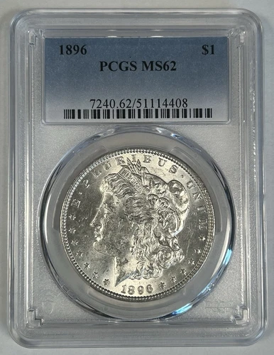 1896 Morgan Silver $1 Dollar Coin PCGS MS 62