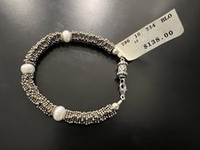 Vintage-New 7.5" Freshwater Pearl Cluster Link Bracelet Sterling Silver w/tag