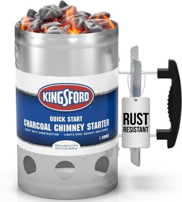 Heavy Duty Deluxe Charcoal Chimney Starter, Large Capacity Zinc Steel BBQ Fire S