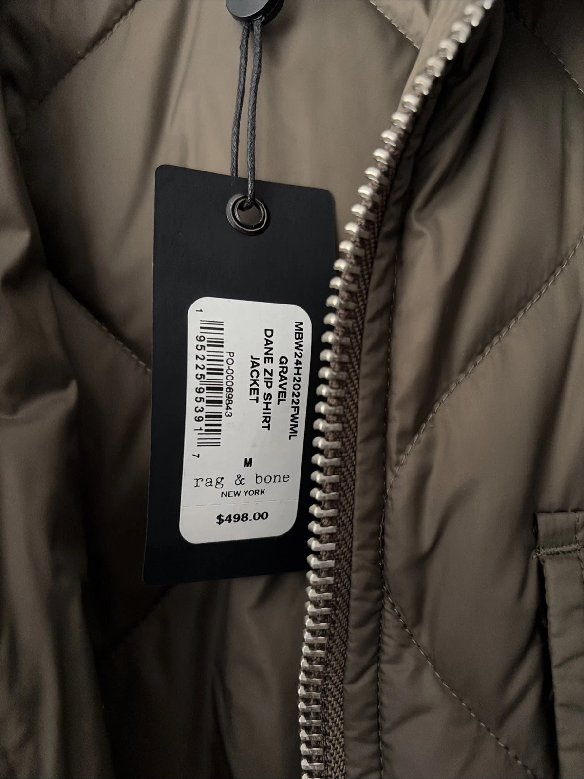 Rag & Bone DANE Quilted Jacket Zip Up Puffer Gravel MEDIUM $498 image 4