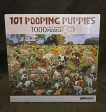 101 Pooping Puppies Puzzle Dogs - 1000 Piece Funny Puzzle By Funwares - New